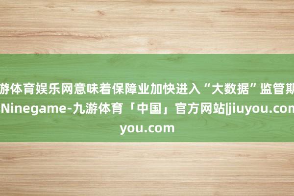 九游体育娱乐网意味着保障业加快进入“大数据”监管期间-Ninegame-九游体育「中国」官方网站|jiuyou.com